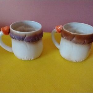 Mushroom Coffee / Tea Cups Two. (2) Cups